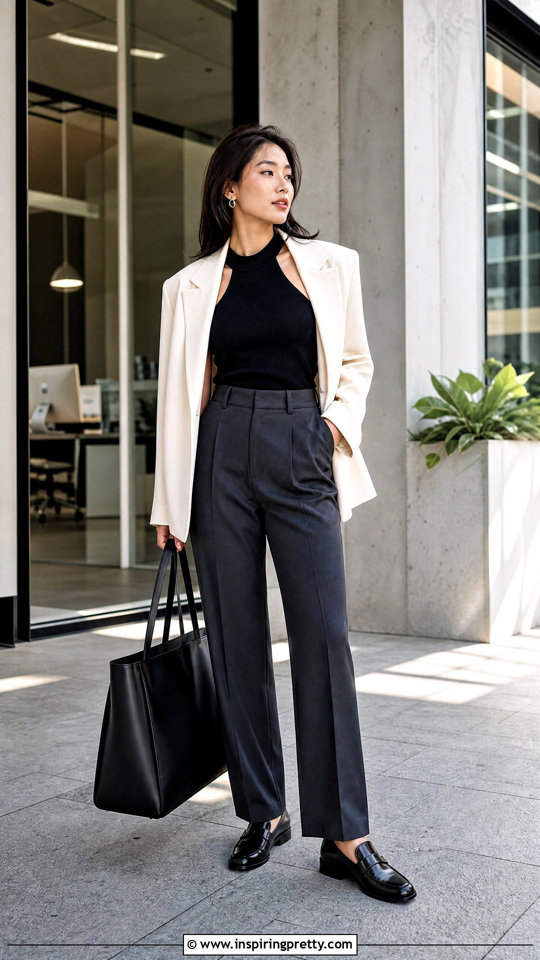 Halter Top With Oversized Blazer - 25 asian halter top outfit ideas