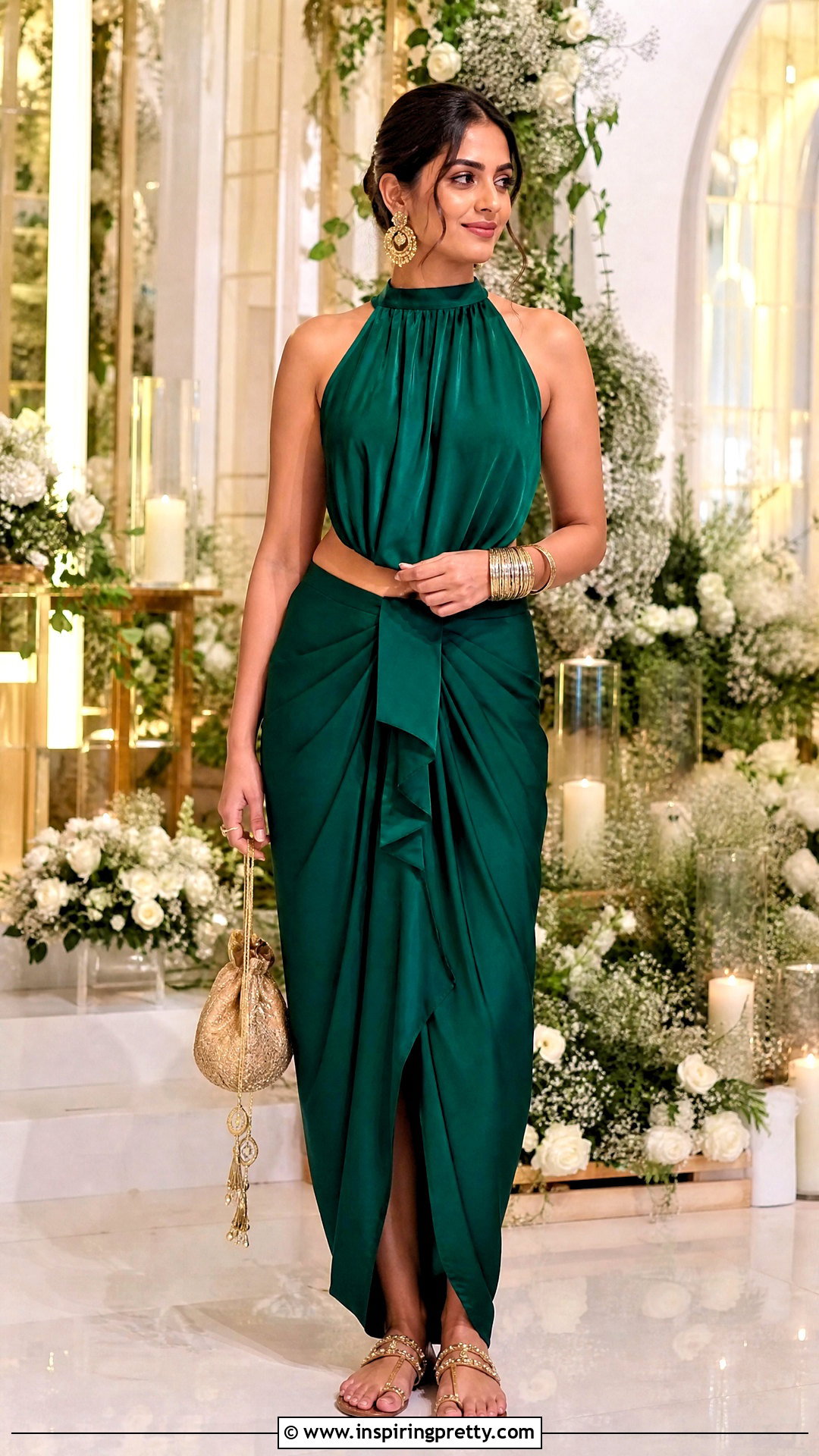 Halter Top With Sari Inspired Wrap Skirt - 25 asian halter top outfit ideas