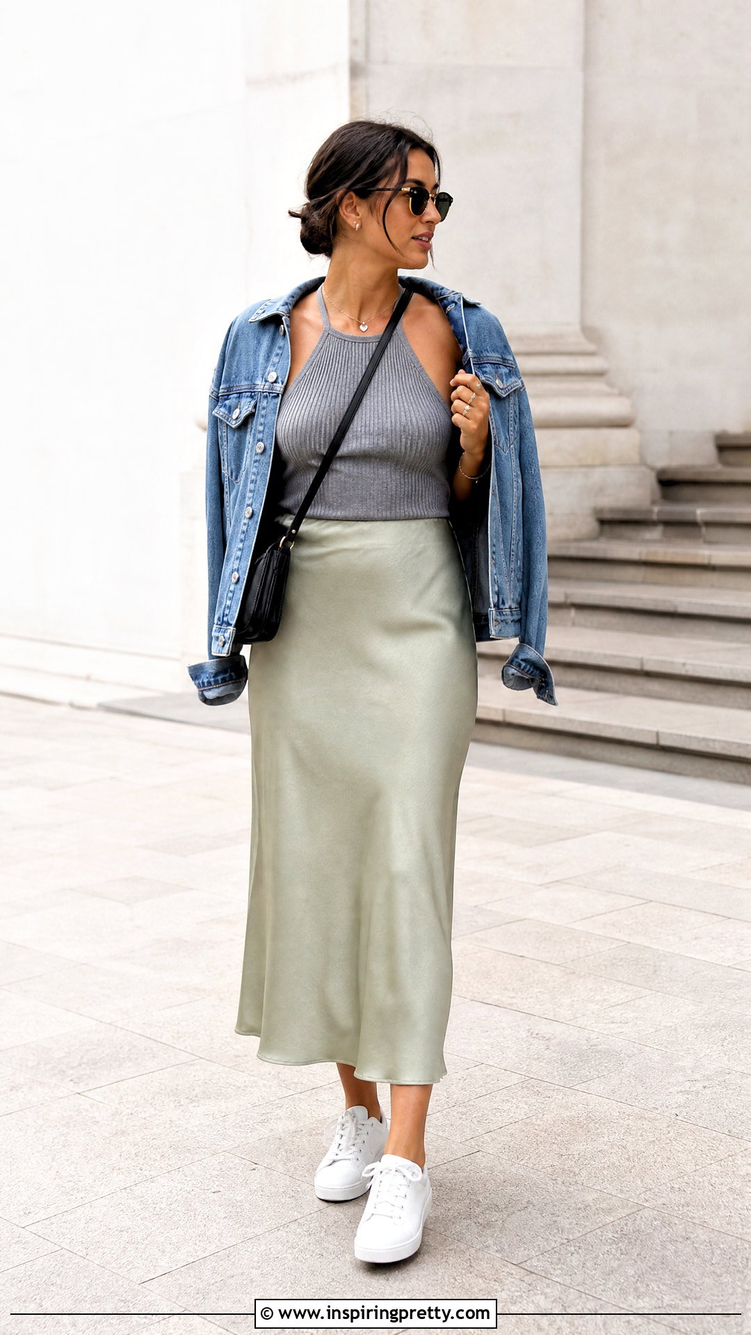 Halter Top With Slip Skirt And Sneakers - 50 halter top outfits