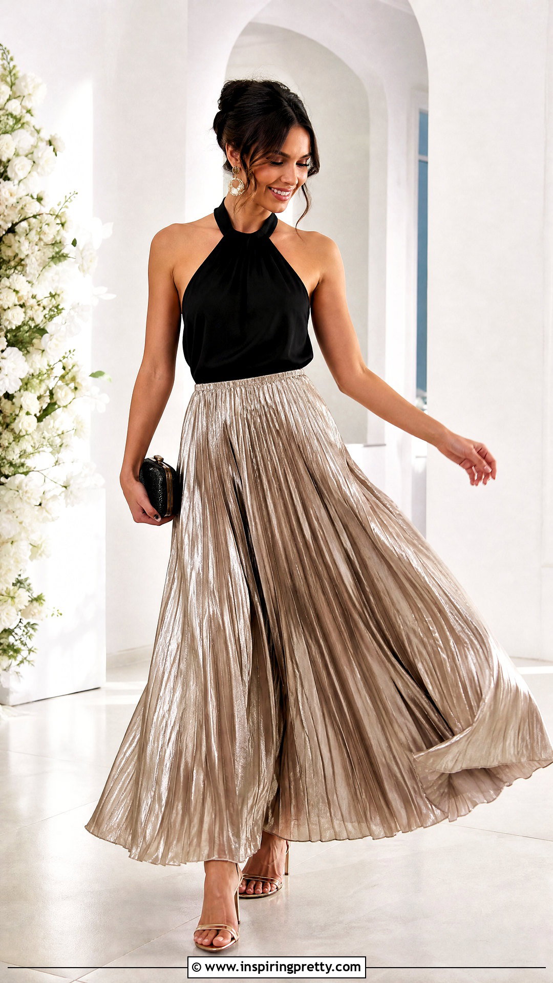 Halter Top With Statement Maxi Skirt - 50 halter top outfits