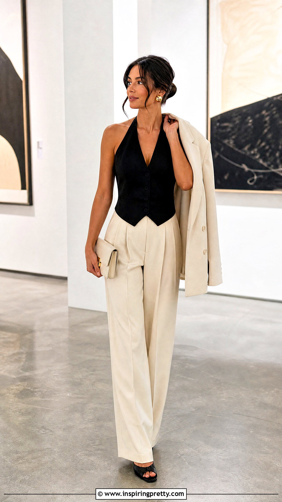 Halter Vest Top With Wide Leg Pants - 50 vest top outfits