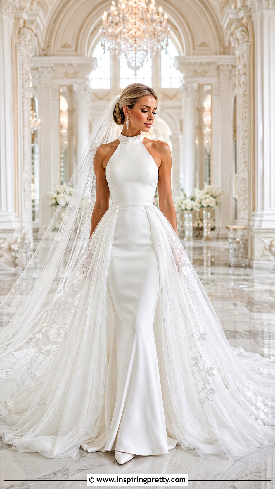 Halter Wedding Dress With Detachable Overskirt - 50 halter top wedding dress outfit ideas