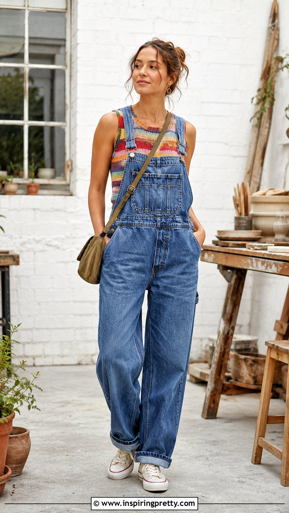 Hand Knitted Tank Top With Overalls - 25 Hand Knitted Tank Top outfit ideas