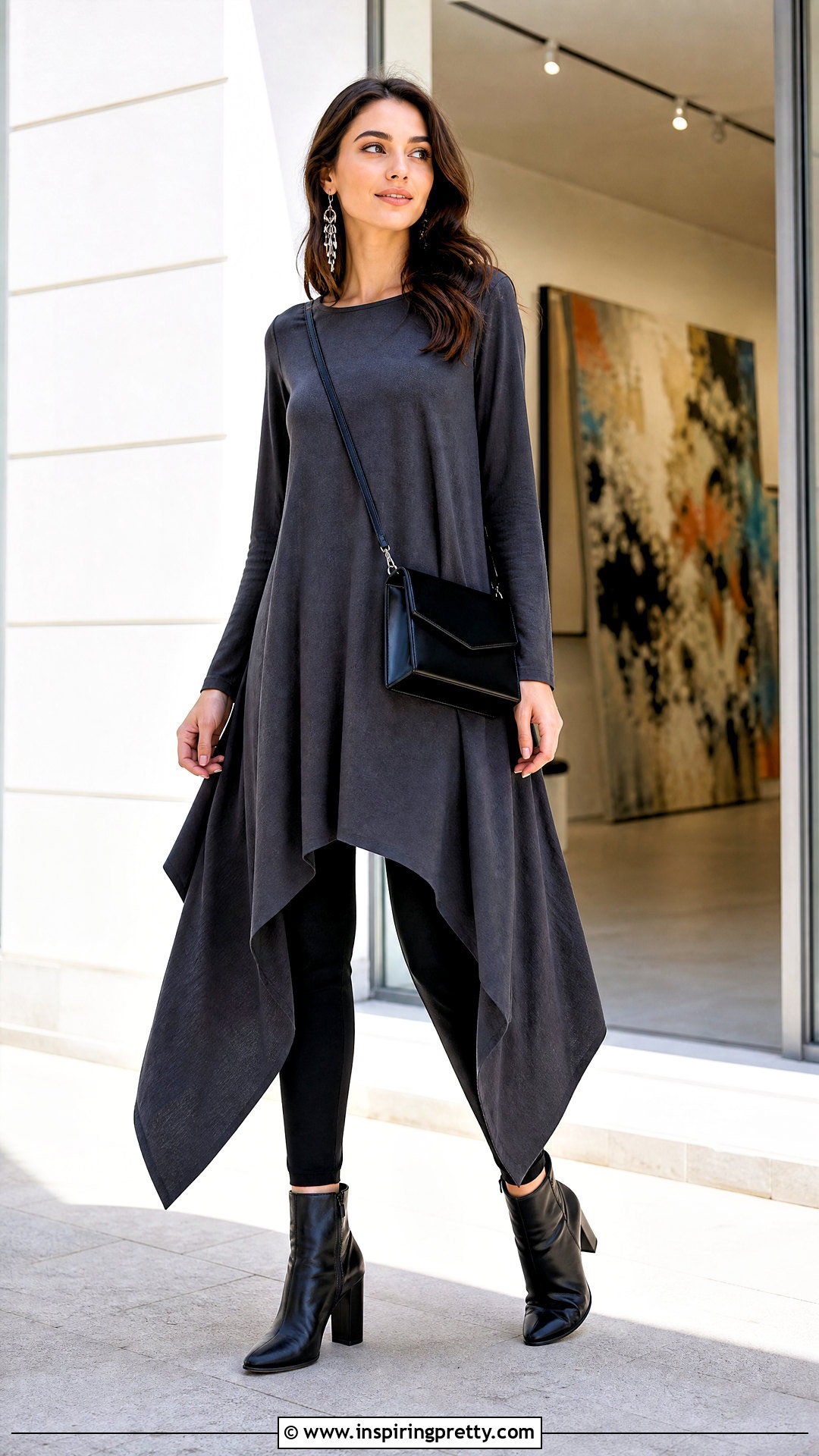 Handkerchief Hem Long Top With Leggings - 50 long tops designs