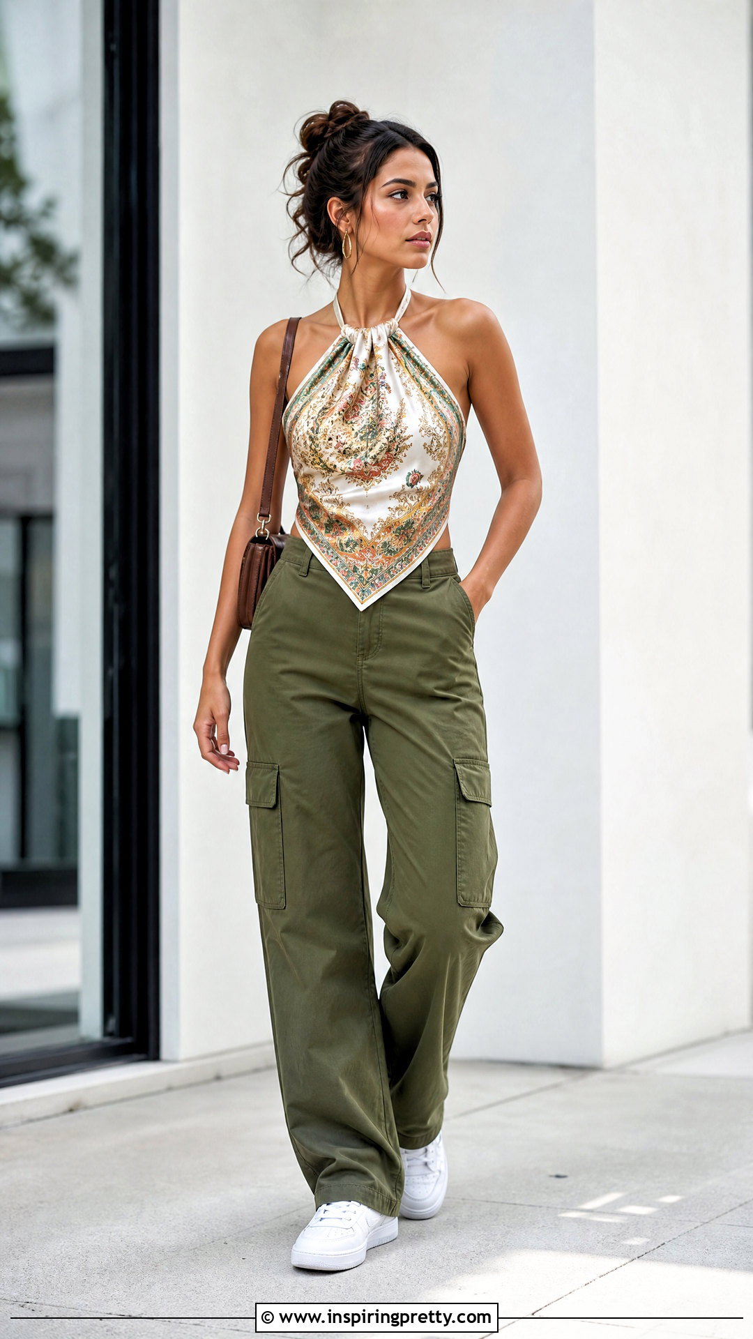 Handkerchief Satin Top With Cargo Pants - 50 Satin Top Designs