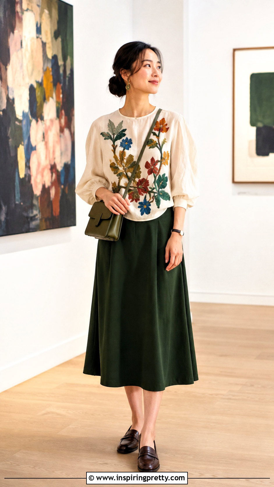 Handmade Applique Top With A Line Skirt - 50 handmade tops outfit ideas