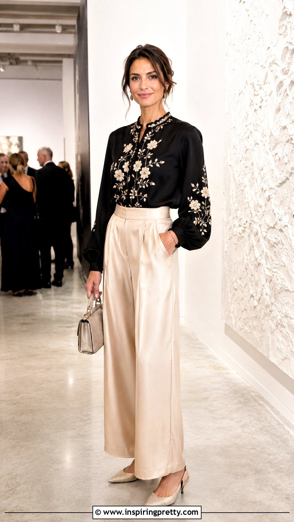 Handmade Embroidered Top With Silk Trousers - 20 handmade embroidered top outfit ideas