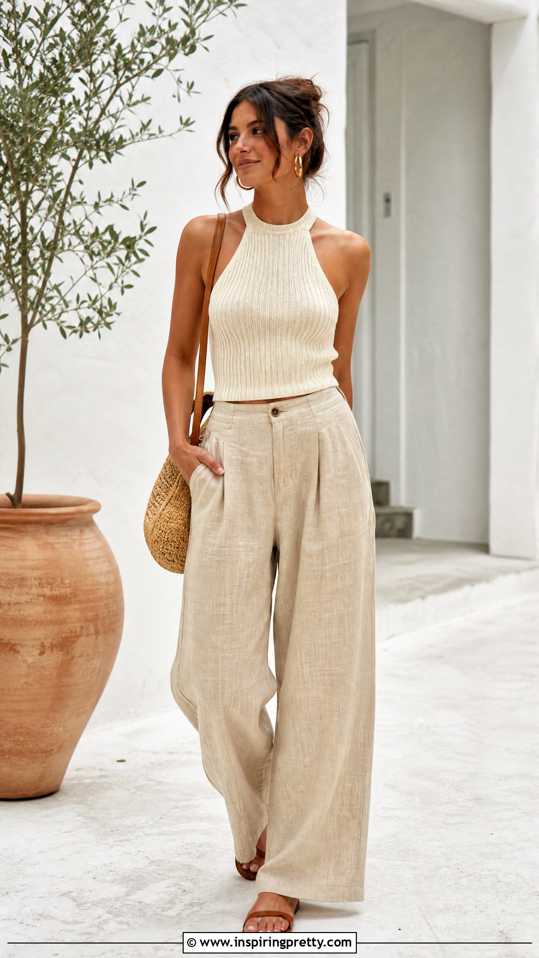 Handmade Knit Halter Top With Linen Pants - 20 Handmade Knit Top Design ideas