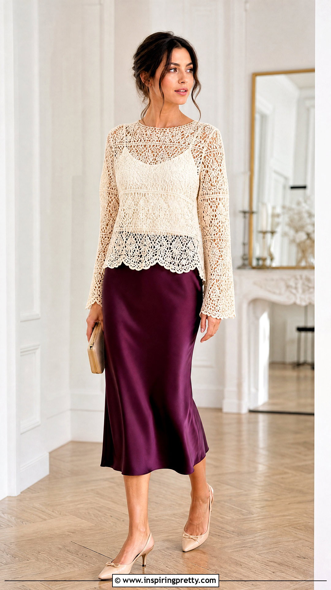Handmade Knit Lace Top With Satin Skirt - 20 Handmade Knit Top Design ideas