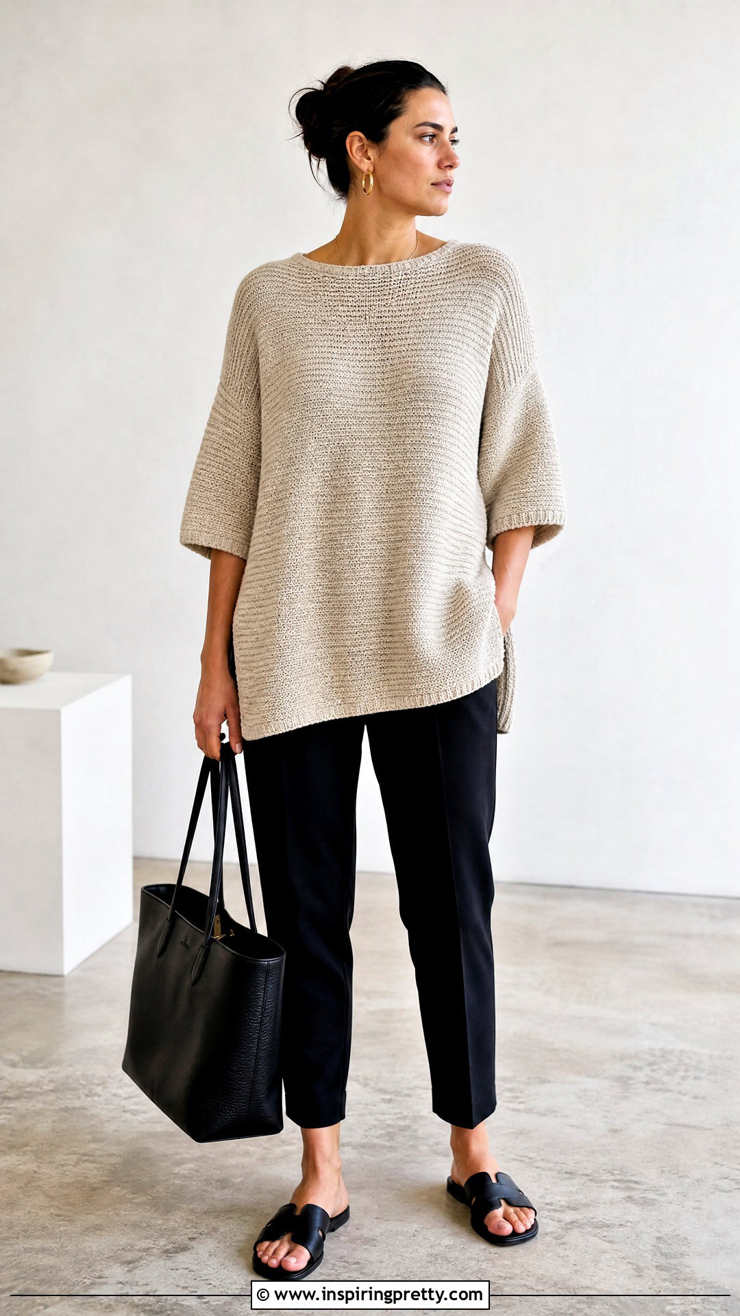 Handmade Knit Oversized Top With Slim Pants - 20 Handmade Knit Top Design ideas