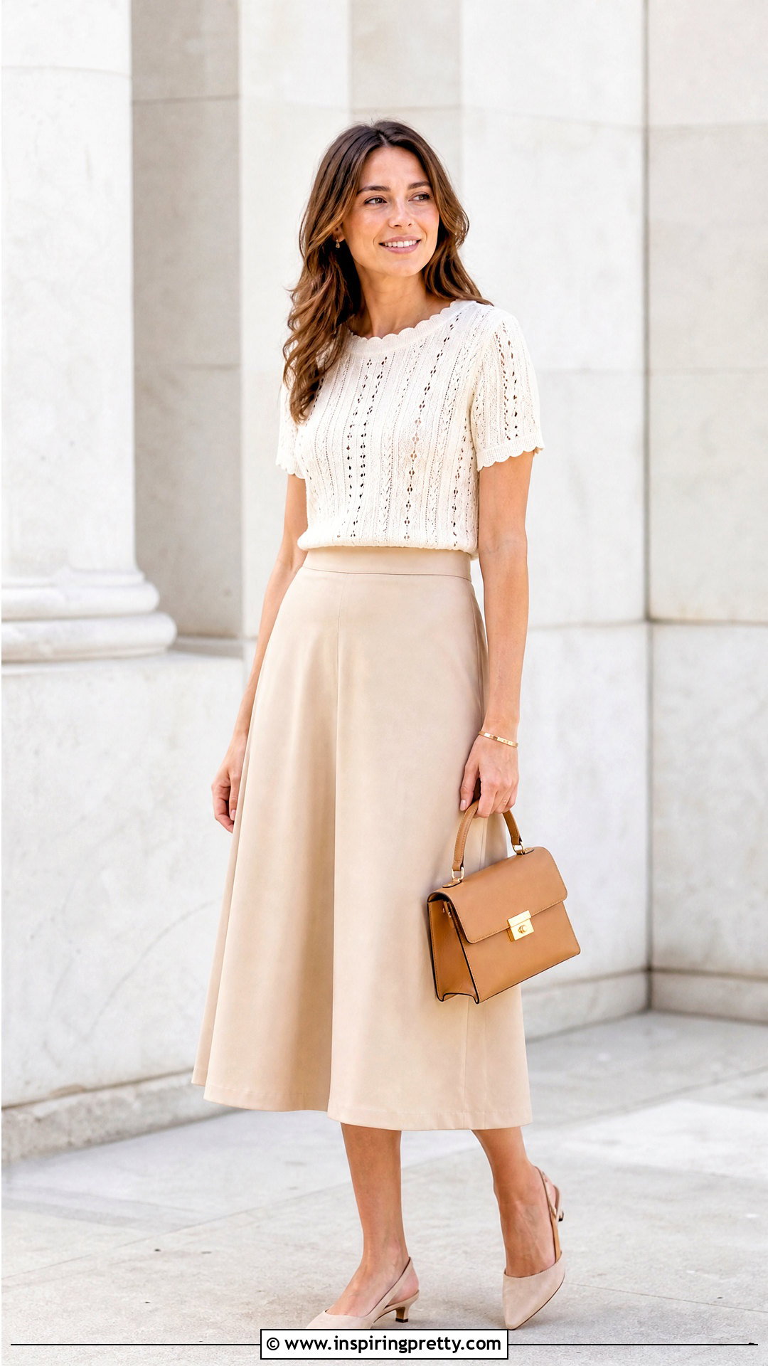Handmade Knit Pointelle Top With Midi Skirt - 20 Handmade Knit Top Design ideas