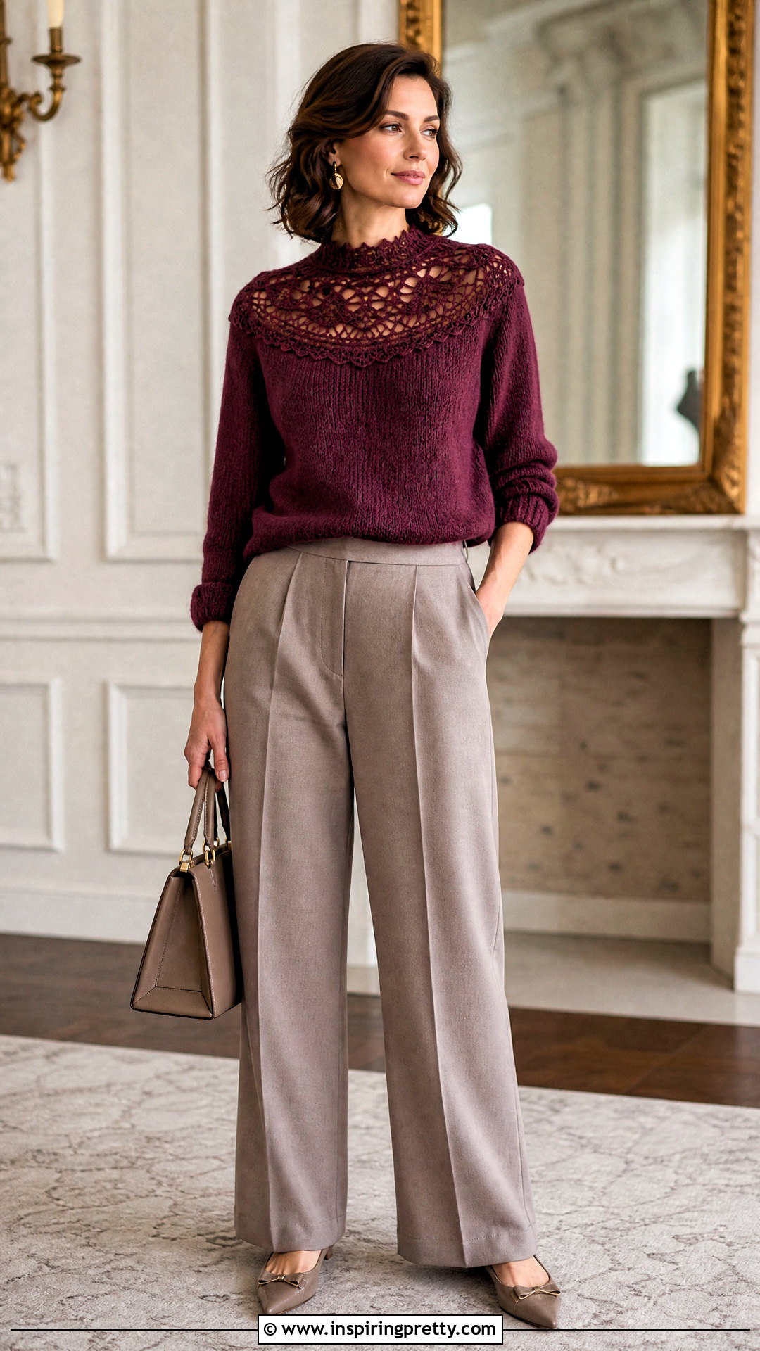 Handmade Lace Yoke Woolen Top Outfit - 50 woolen tops for women handmade ideas