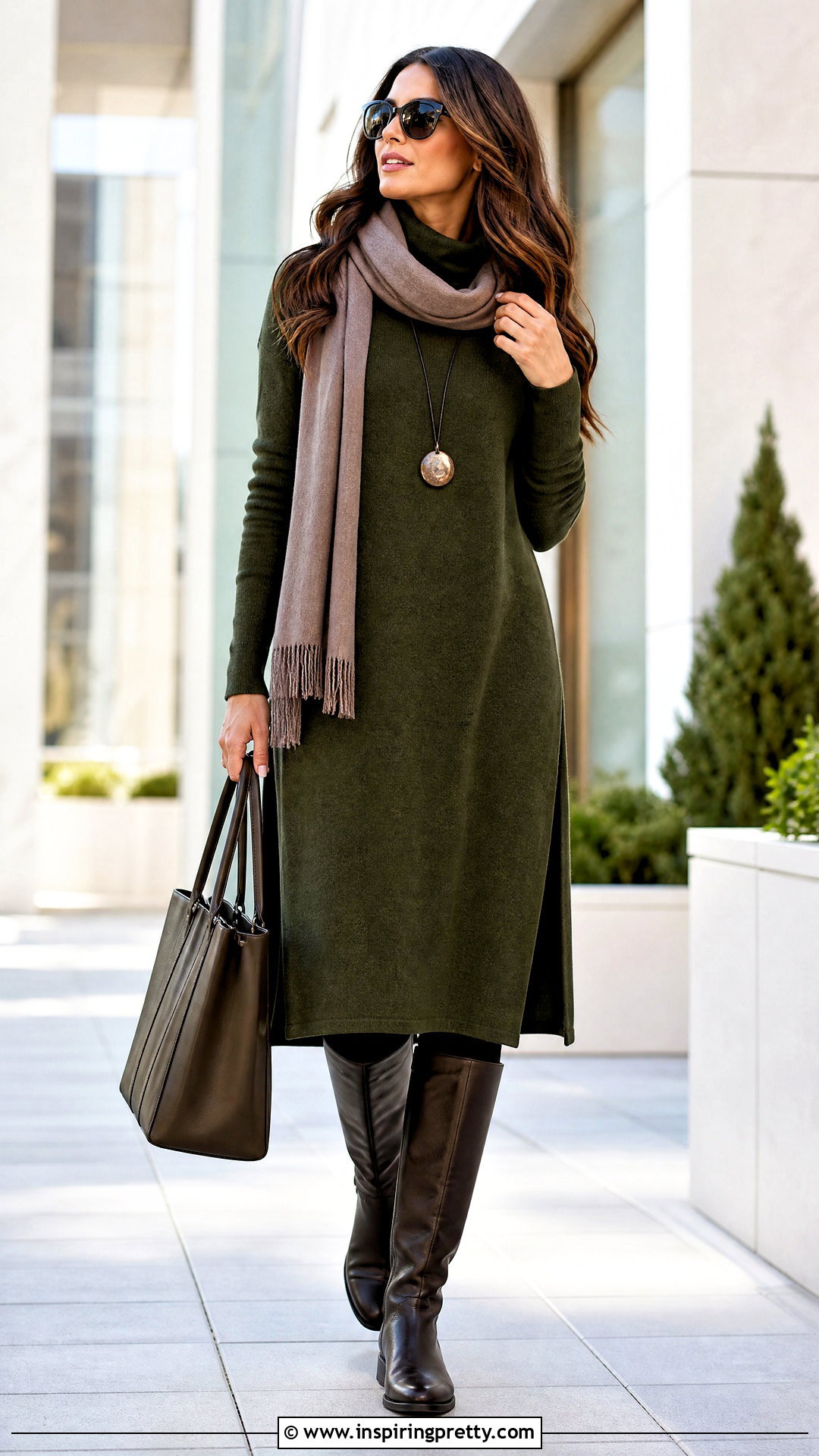 Handmade Longline Woolen Tunic Outfit - 50 woolen tops for women handmade ideas