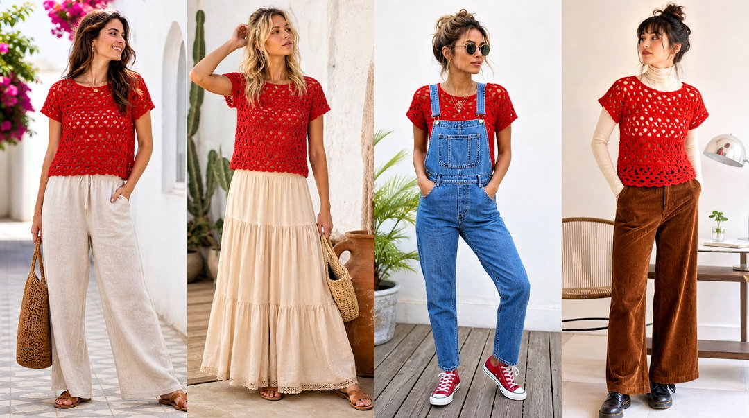 20 Handmade Red Crochet Top Outfit Ideas for Summer Fun