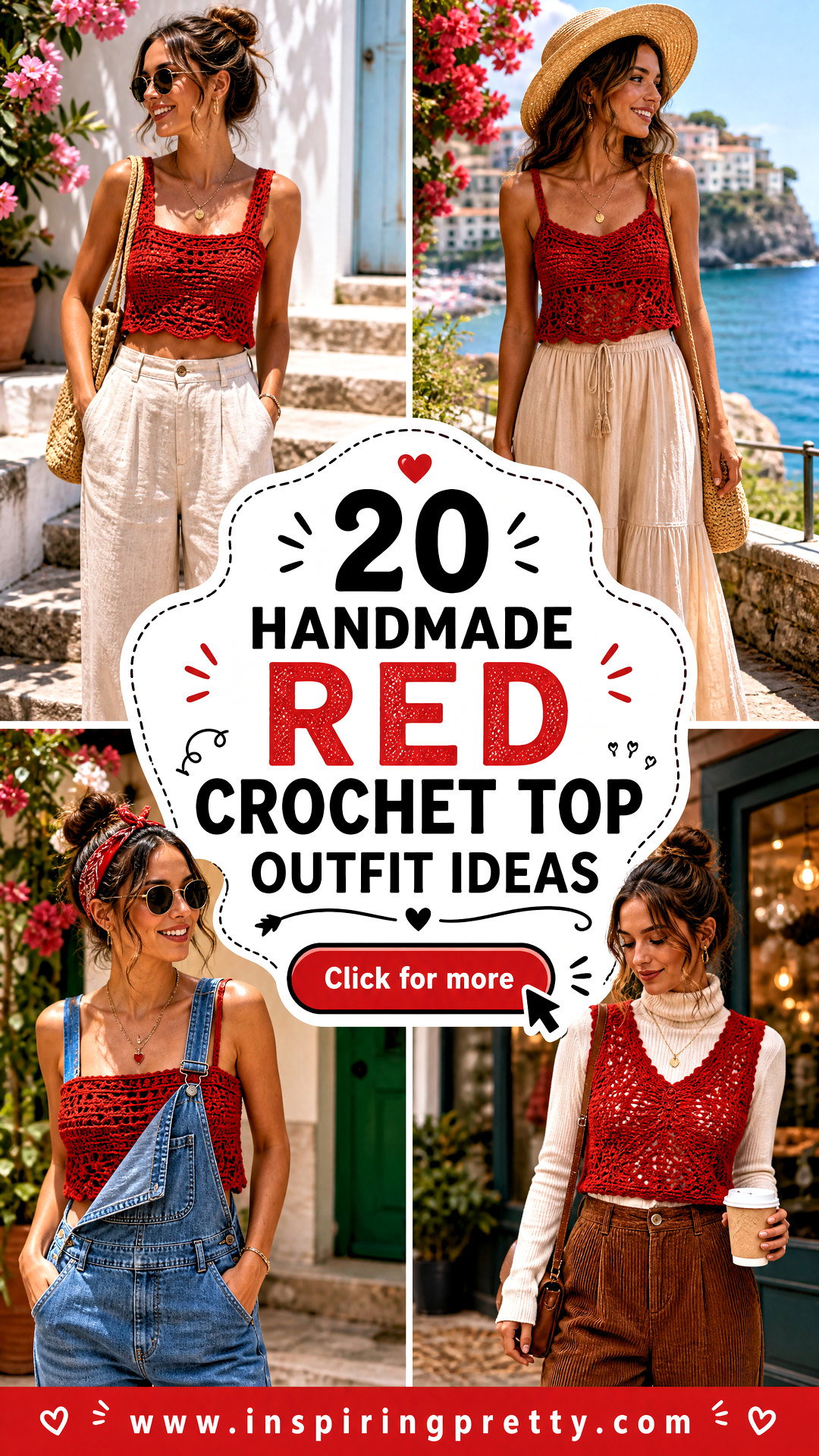 20 Handmade Red Crochet Top Outfit Ideas for Summer Fun - 20 Handmade Red Crochet Top Outfit Ideas for Summer Fun