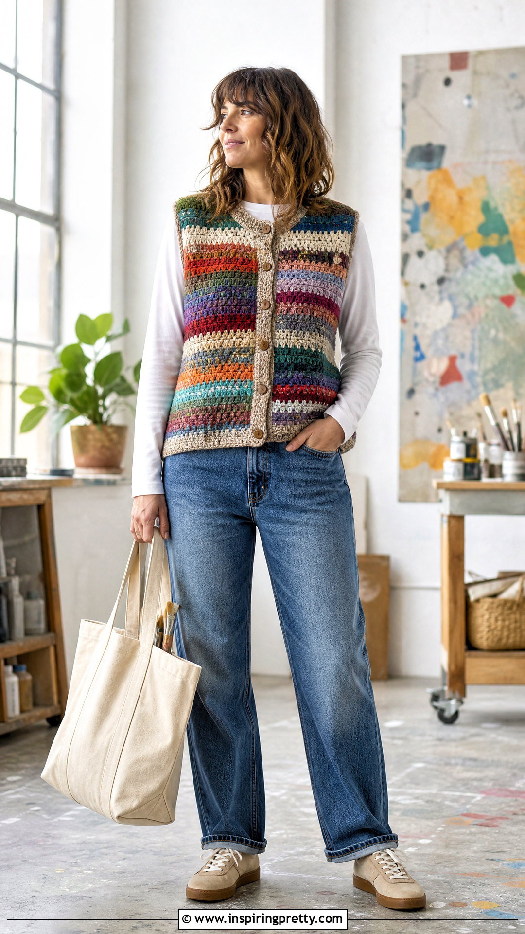 Handmade Scrappy Woolen Vest Outfit - 50 woolen tops for women handmade ideas