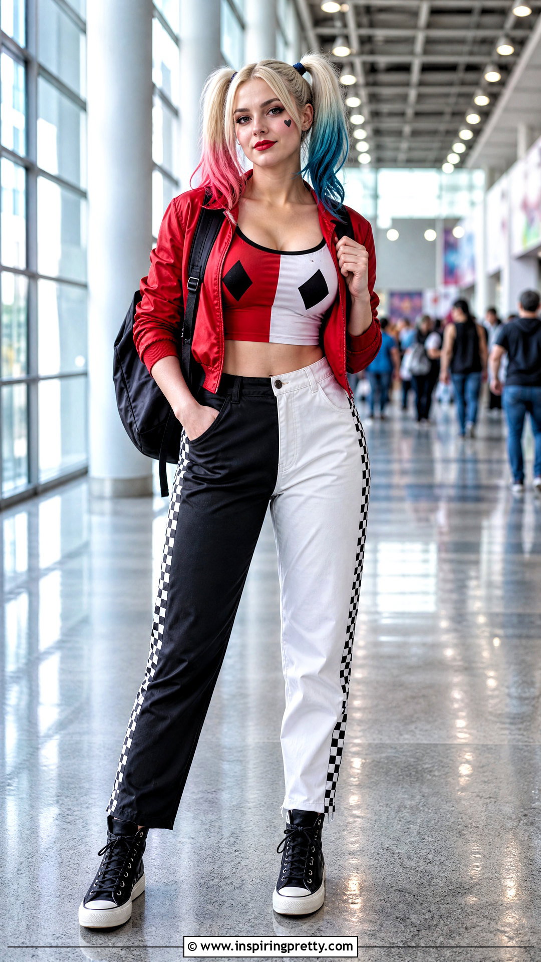 Harley Quinn Tank Top With Checkerboard Pants And High Tops - 25 Harley Quinn Tank Top outfit ideas