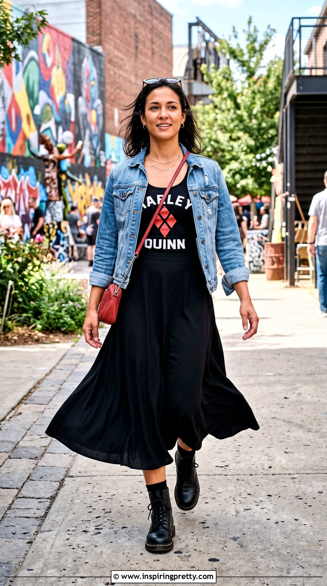Harley Quinn Tank Top With Maxi Skirt And Combat Boots - 25 Harley Quinn Tank Top outfit ideas
