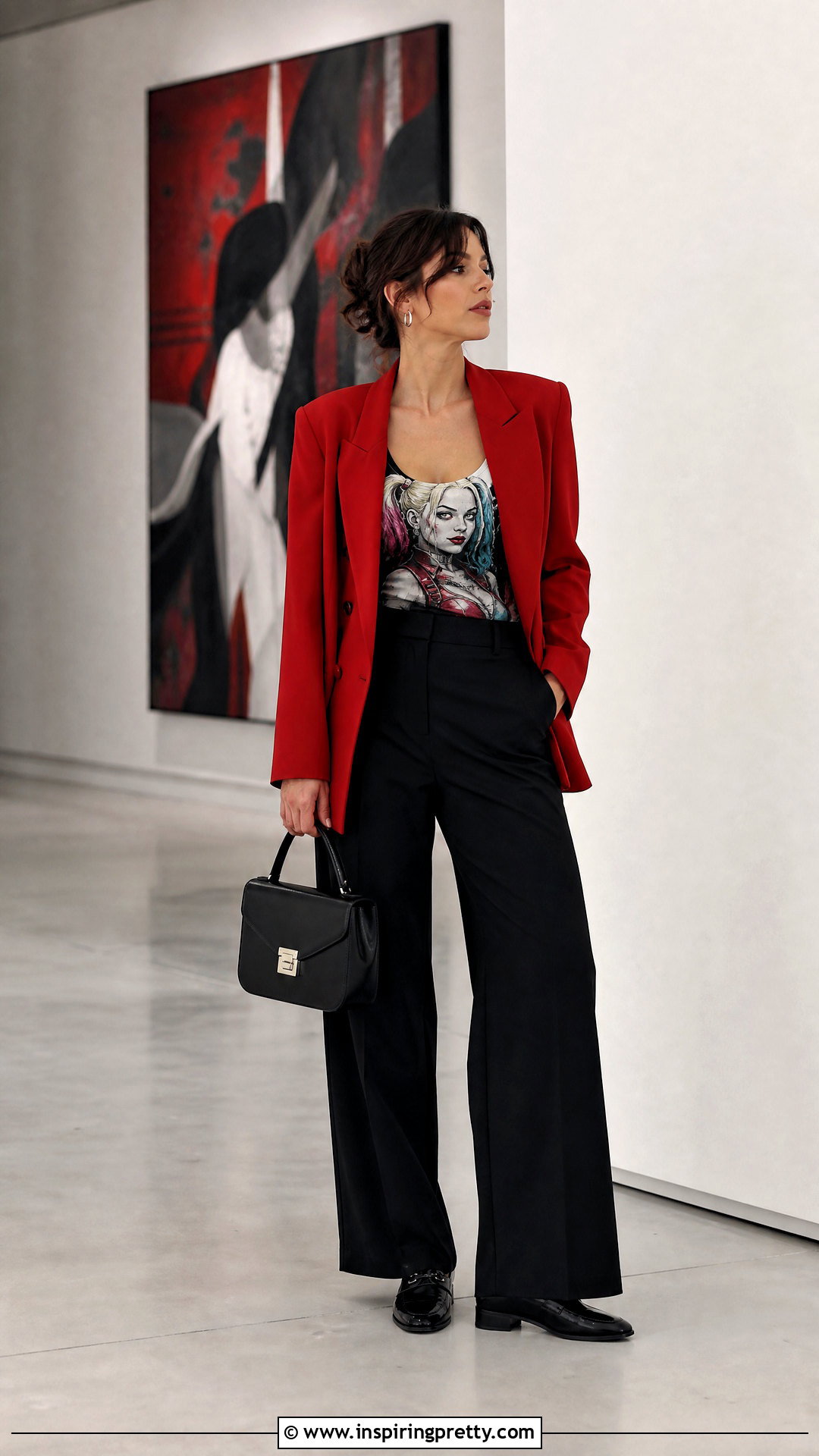 Harley Quinn Tank Top With Red Blazer And Tailored Pants - 25 Harley Quinn Tank Top outfit ideas