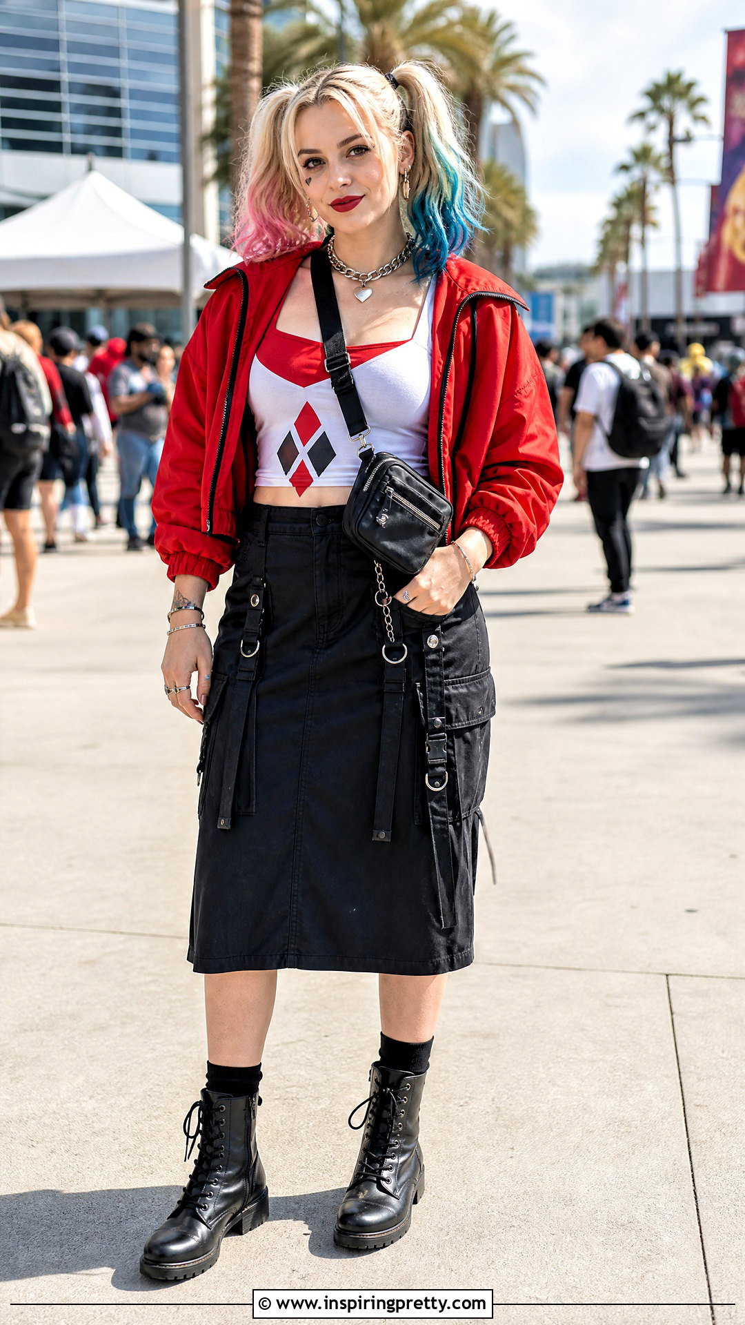 Harley Quinn Tank Top With Utility Skirt And Boots - 25 Harley Quinn Tank Top outfit ideas