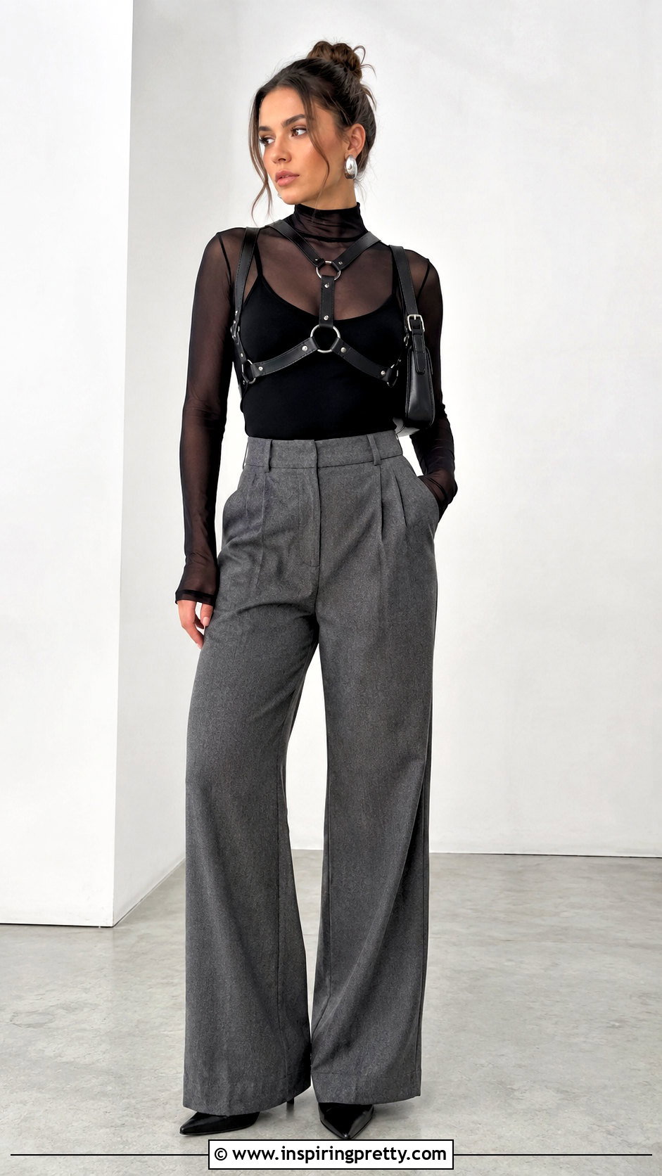 Harness Bra Top Over A Mesh Top With Trousers - 20 Harness Bra Top outfit ideas