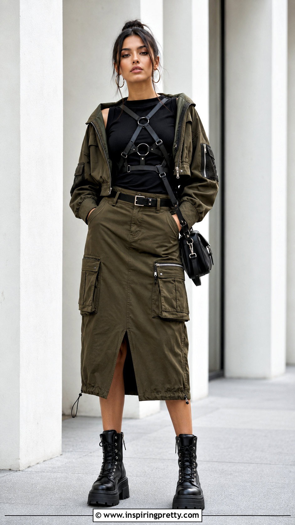 Harness Bra Top With Cargo Skirt - 20 Harness Bra Top outfit ideas