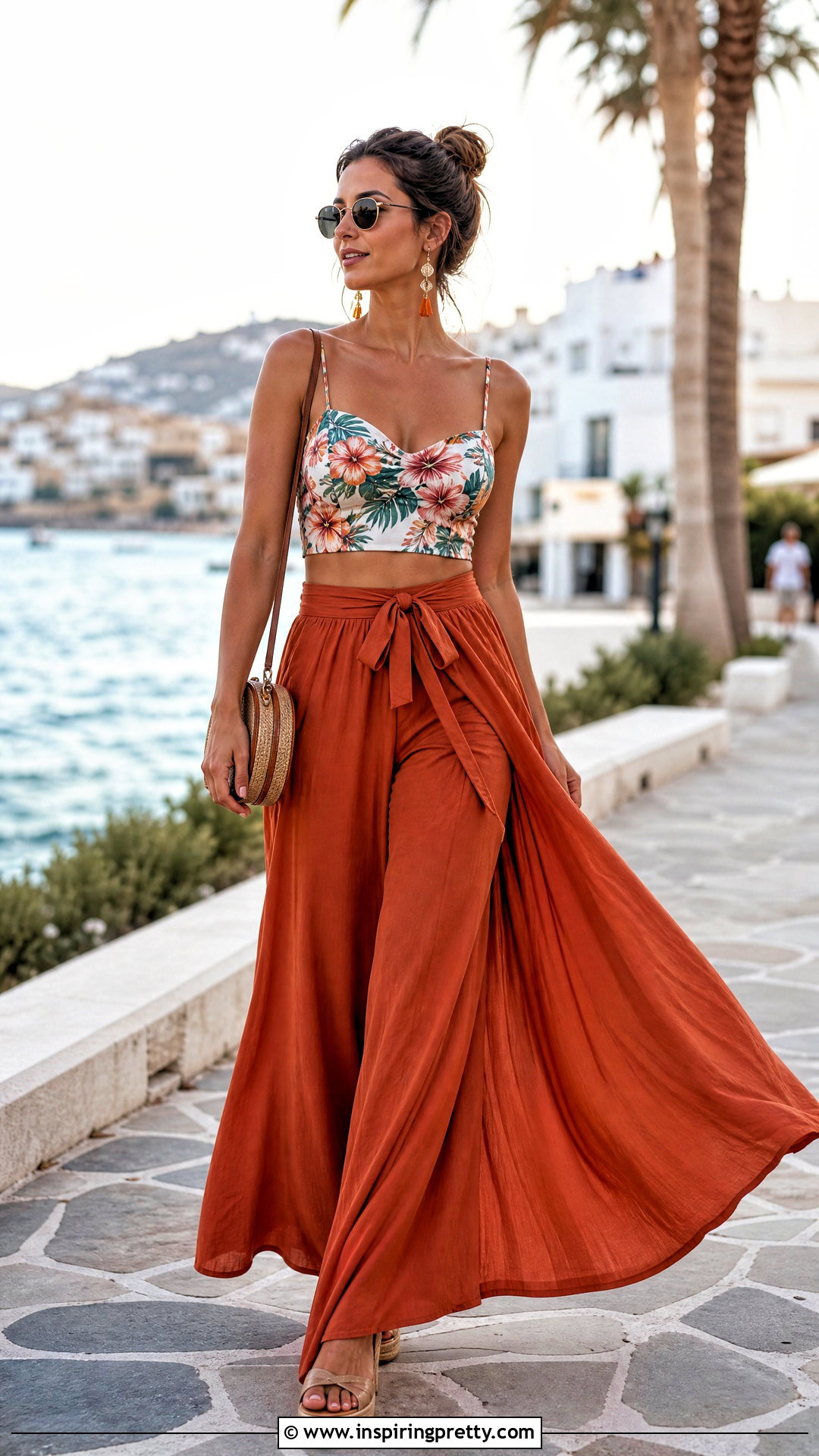 Hawaiian Crop Top With Flowy Palazzo Pants - 25 hawaiian crop top outfit ideas