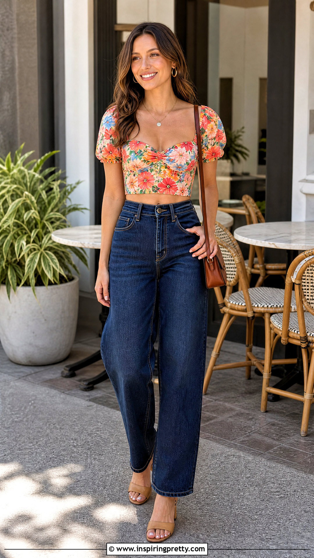 Hawaiian Crop Top With High Waisted Jeans - 25 hawaiian crop top outfit ideas