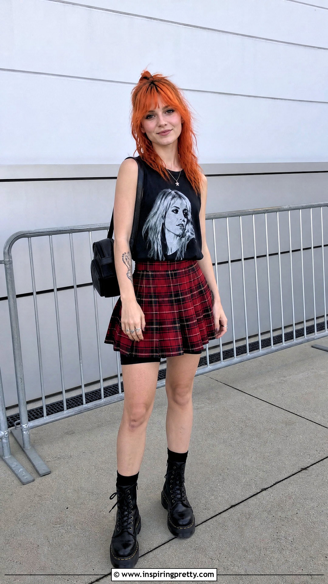 Hayley Williams Graphic Tank Top With Red Plaid Skirt - 25 hayley williams tank tops