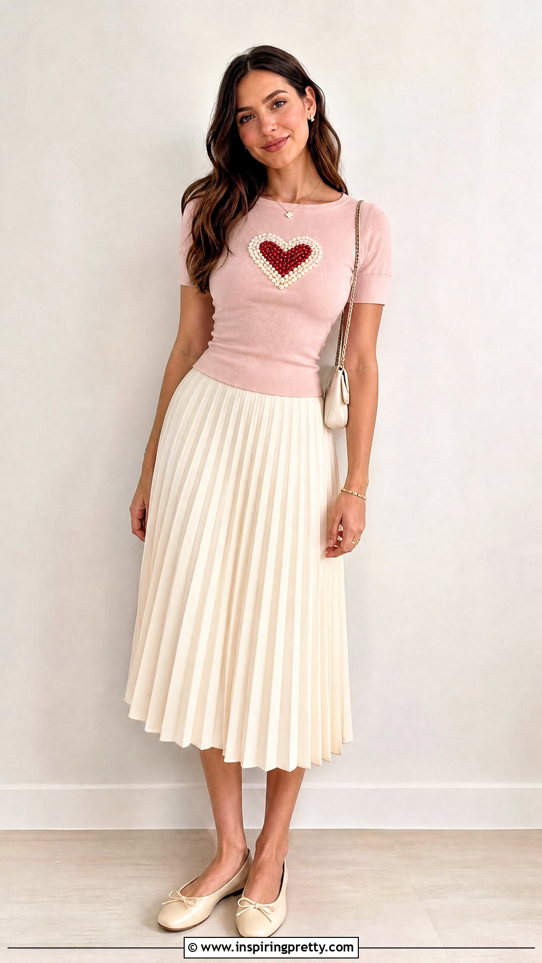 Heart Beaded Top With Pleated Skirt - 50 beaded top diy ideas