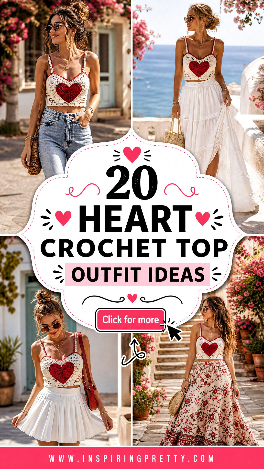 20 Heart Crochet Top Outfit Ideas for Romantic Summer Style - 20 Heart Crochet Top Outfit Ideas for Romantic Summer Style