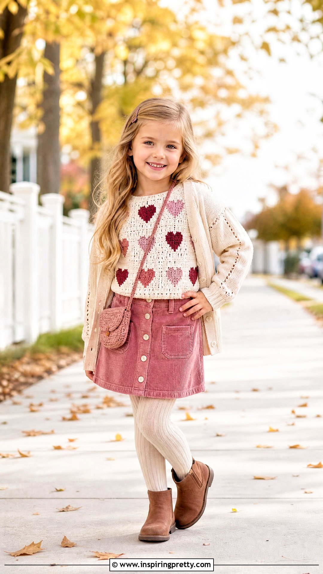 Heart Crochet Top With Corduroy Skirt - 50 top de croche infantil ideas