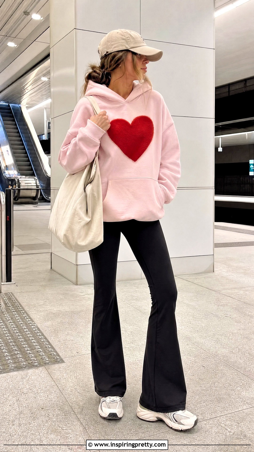 Heart Hoodie With Flared Leggings - 25 heart top aesthetic ideas