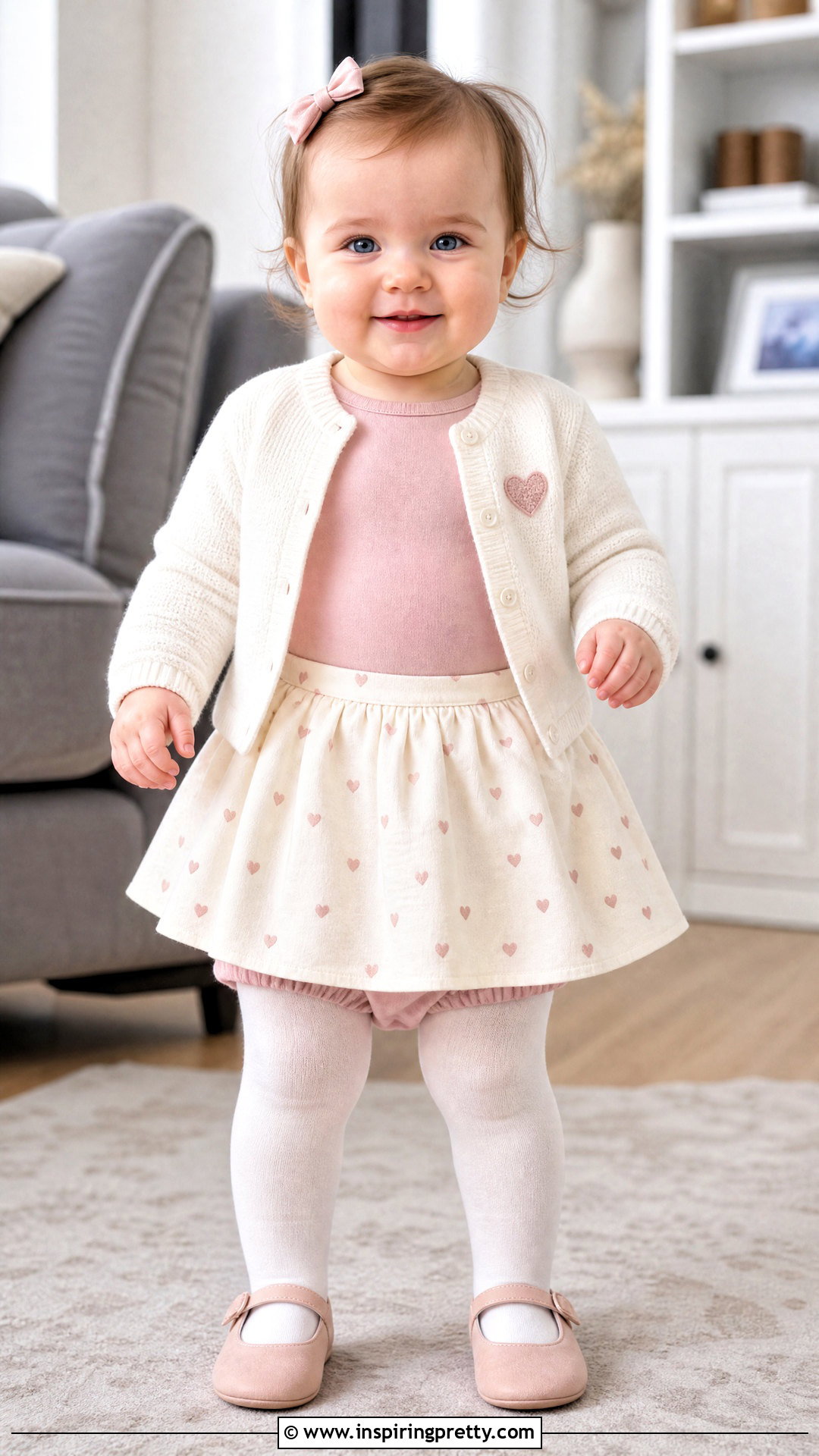 Heart Print Baby Skirt Top Set - 50 baby skirt top designs