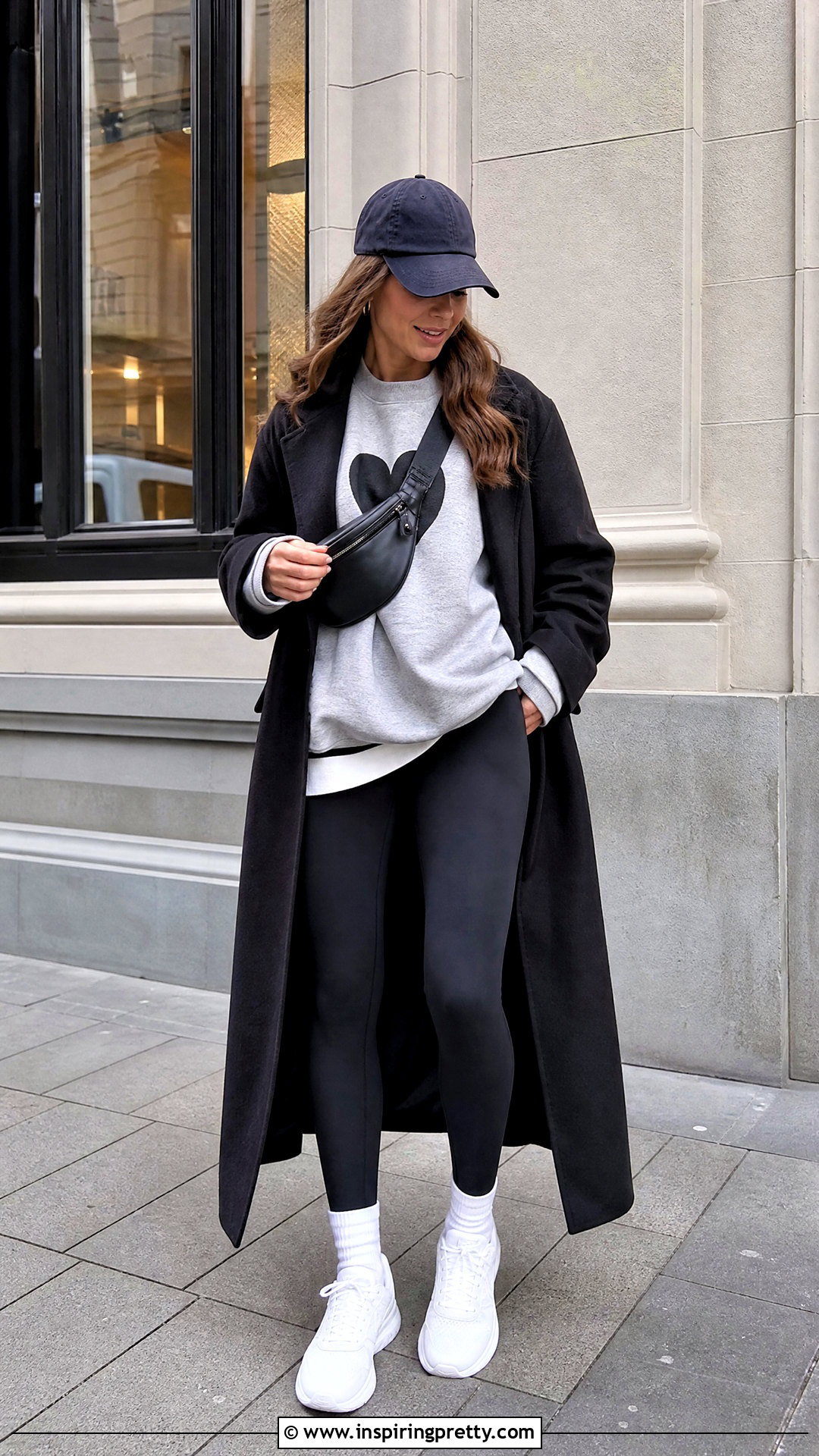 Heart Sweatshirt With Leggings And Sneakers - 50 heart top outfit ideas
