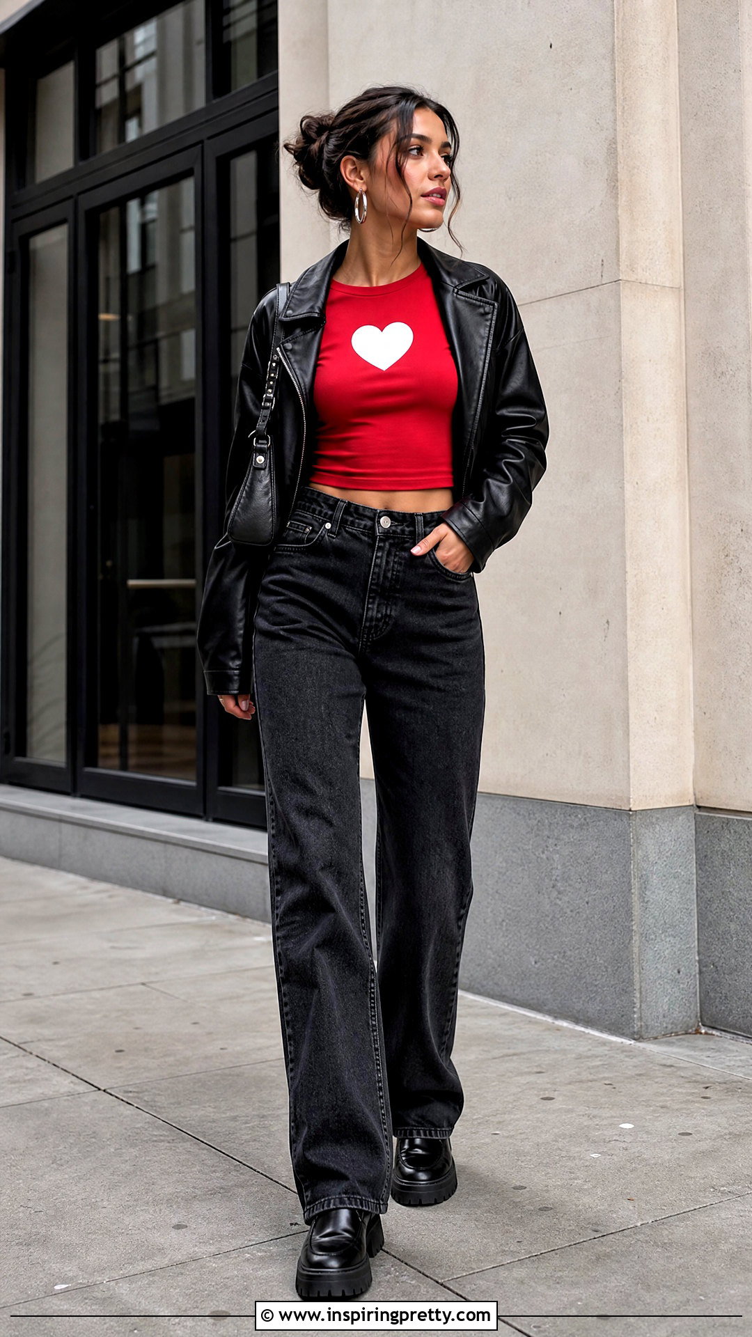 Heart Top With Black Jeans - 25 Cute Heart Top outfit ideas
