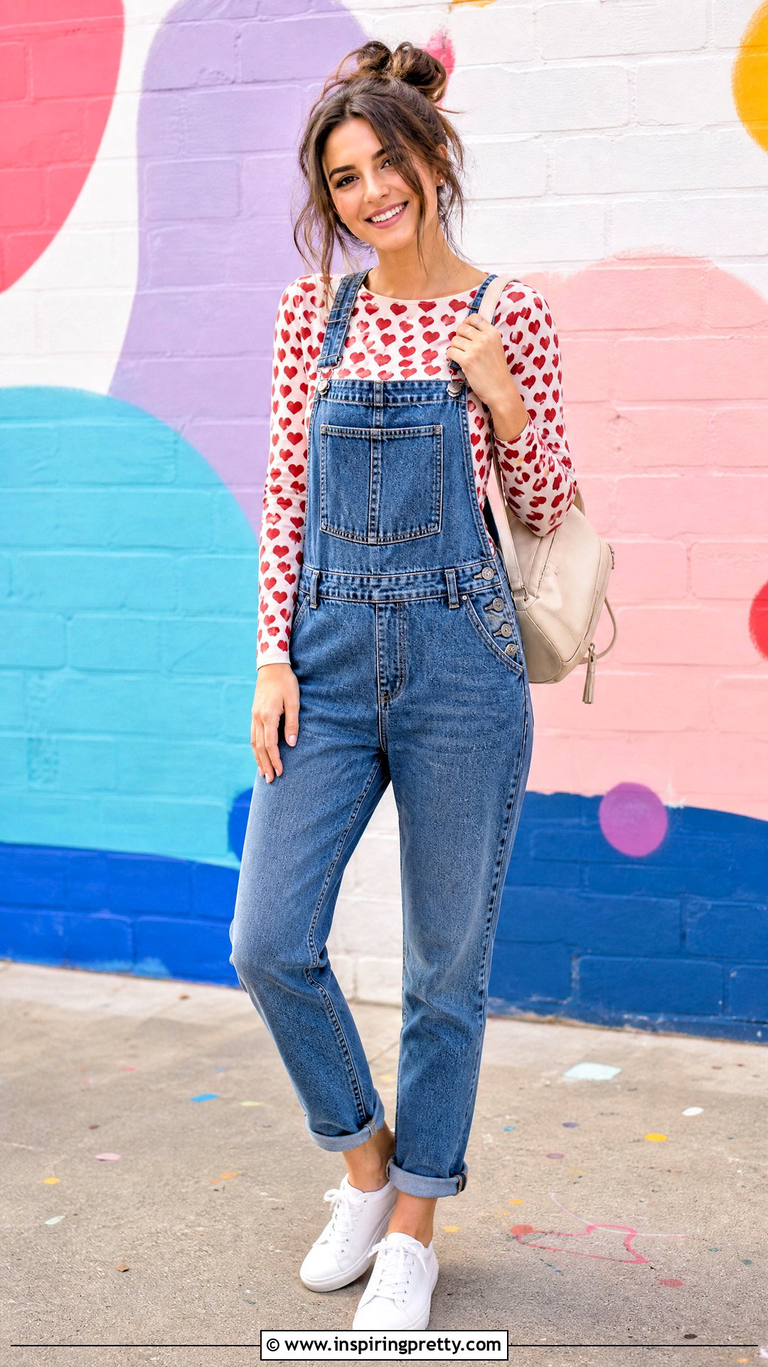 Heart Top With Overalls - 25 Cute Heart Top outfit ideas