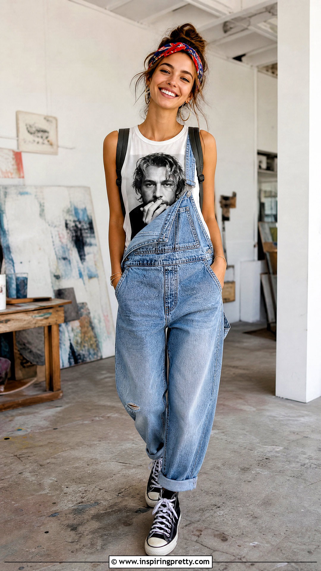 Heath Ledger Tank Top With Denim Overalls - 25 Heath Ledger Tank Top outfit ideas