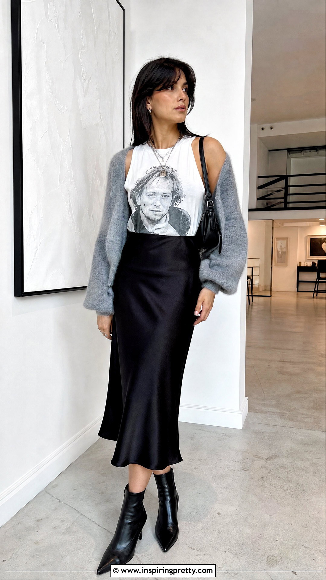 Heath Ledger Tank Top With Satin Midi Skirt - 25 Heath Ledger Tank Top outfit ideas