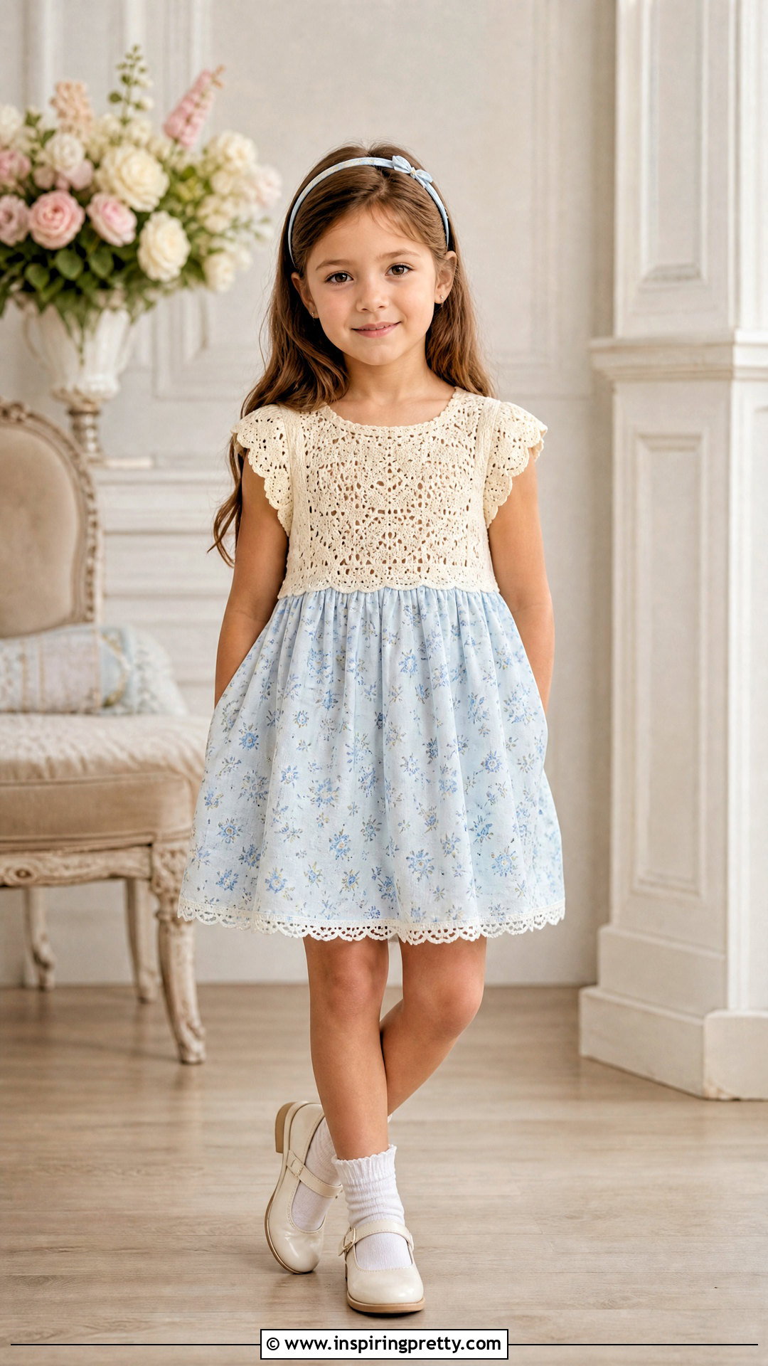 Heirloom Crochet Top With Full Cotton Skirt - 50 top de croche infantil ideas