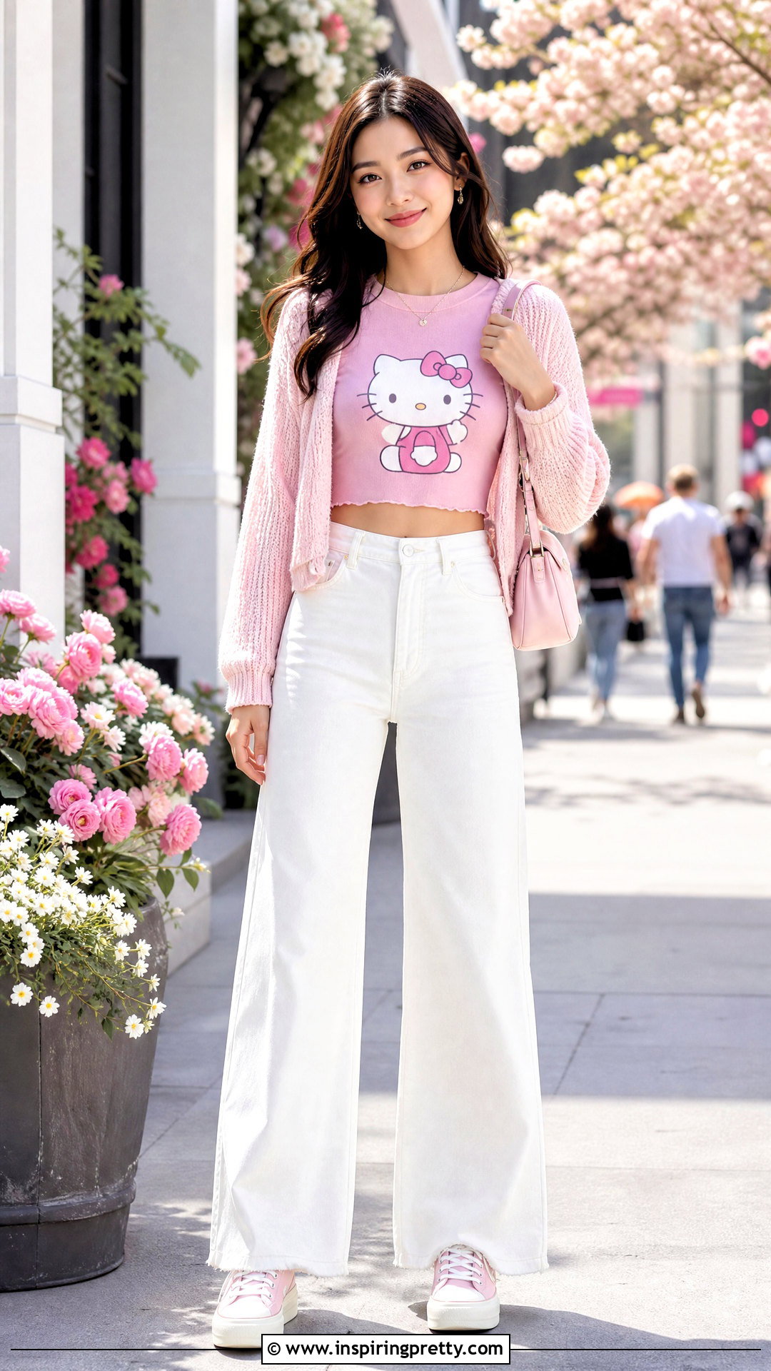 Hello Kitty Crop Top With White Jeans - 25 hello kitty shirt crop top outfit ideas