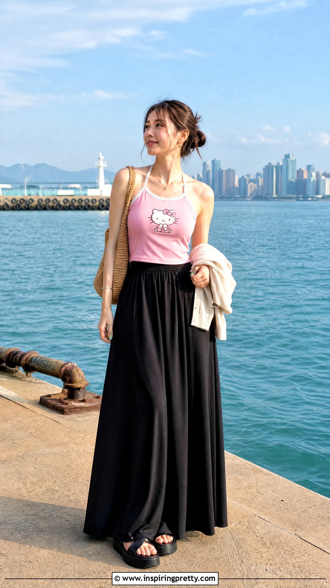 Hello Kitty Halter Top With Maxi Skirt - 50 hello kitty top outfit ideas