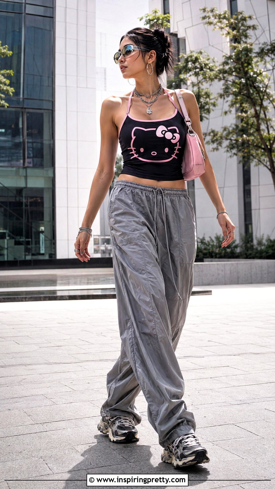 Hello Kitty Halter Top With Parachute Pants - 25 hello kitty halter top outfit ideas