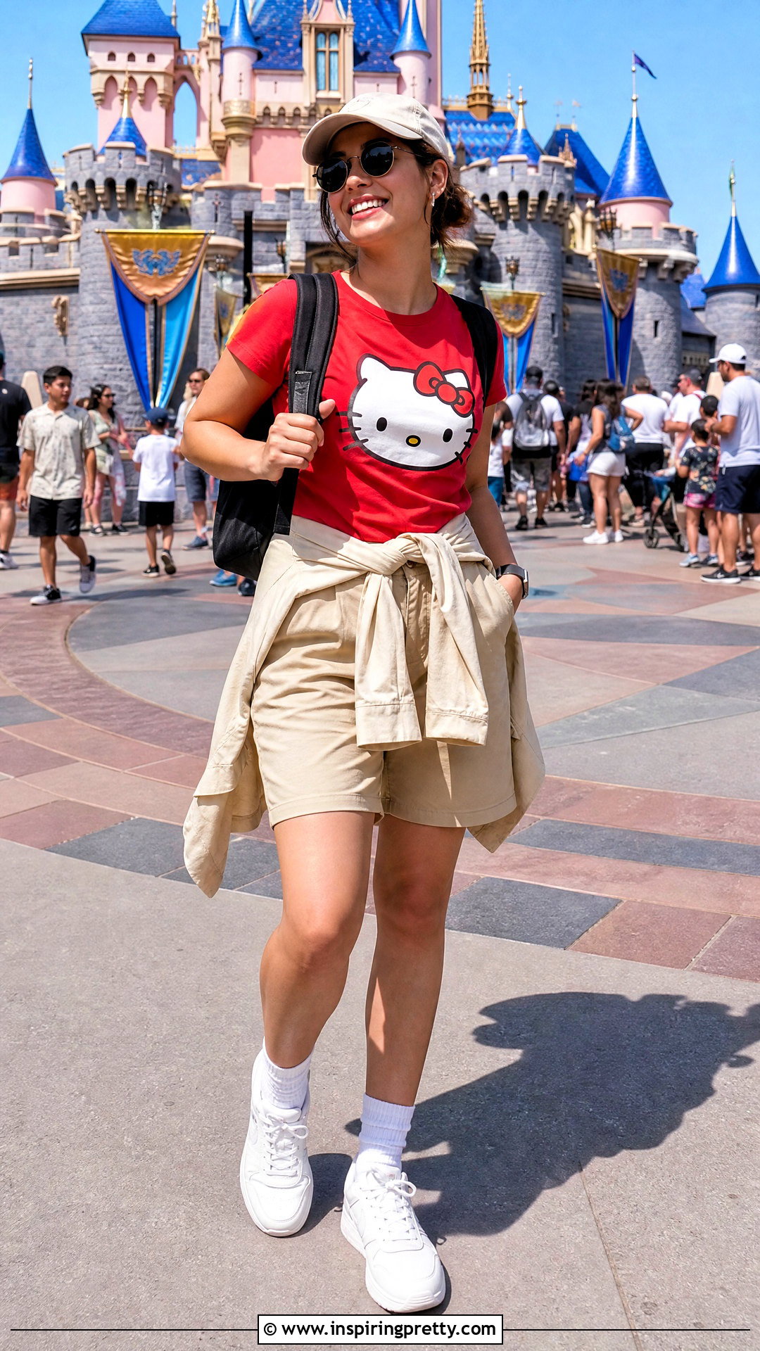 Hello Kitty Tee With Bermuda Shorts - 50 hello kitty top outfit ideas
