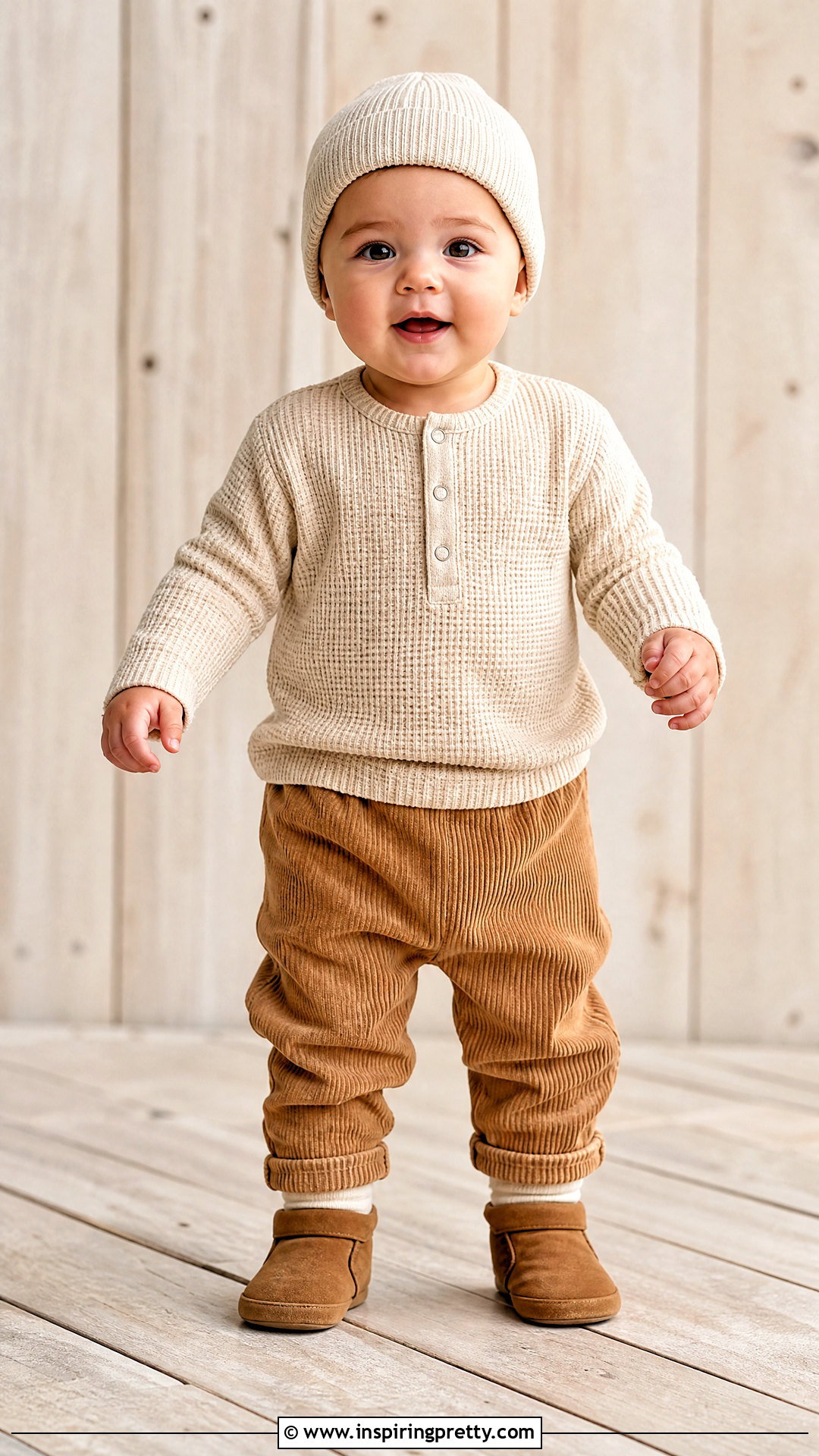 Henley Baby Top With Corduroy Pants - 50 baby tops designs