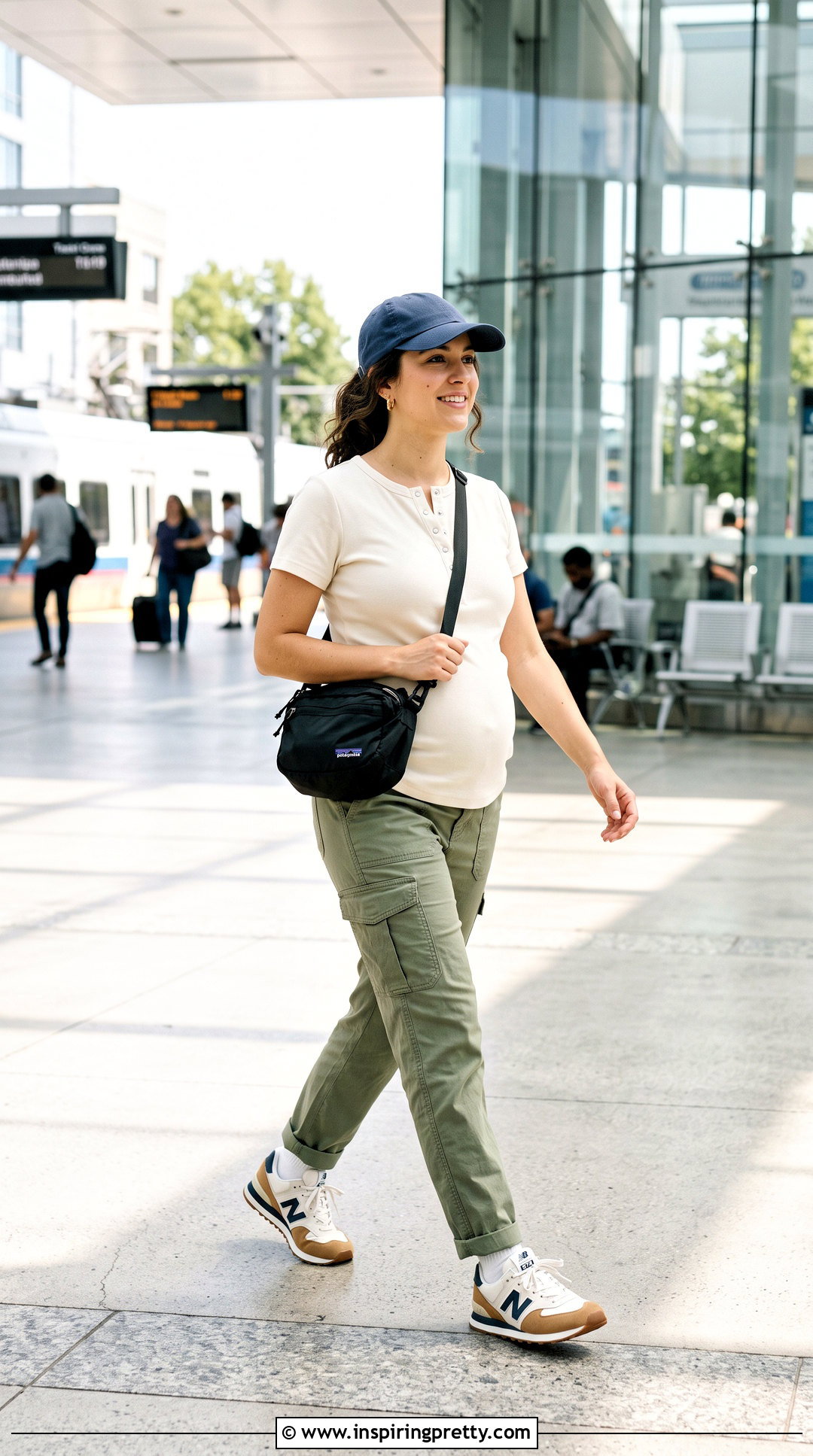 Henley Nursing Top With Cargo Pants - 20 summer nursing tops outfit ideas