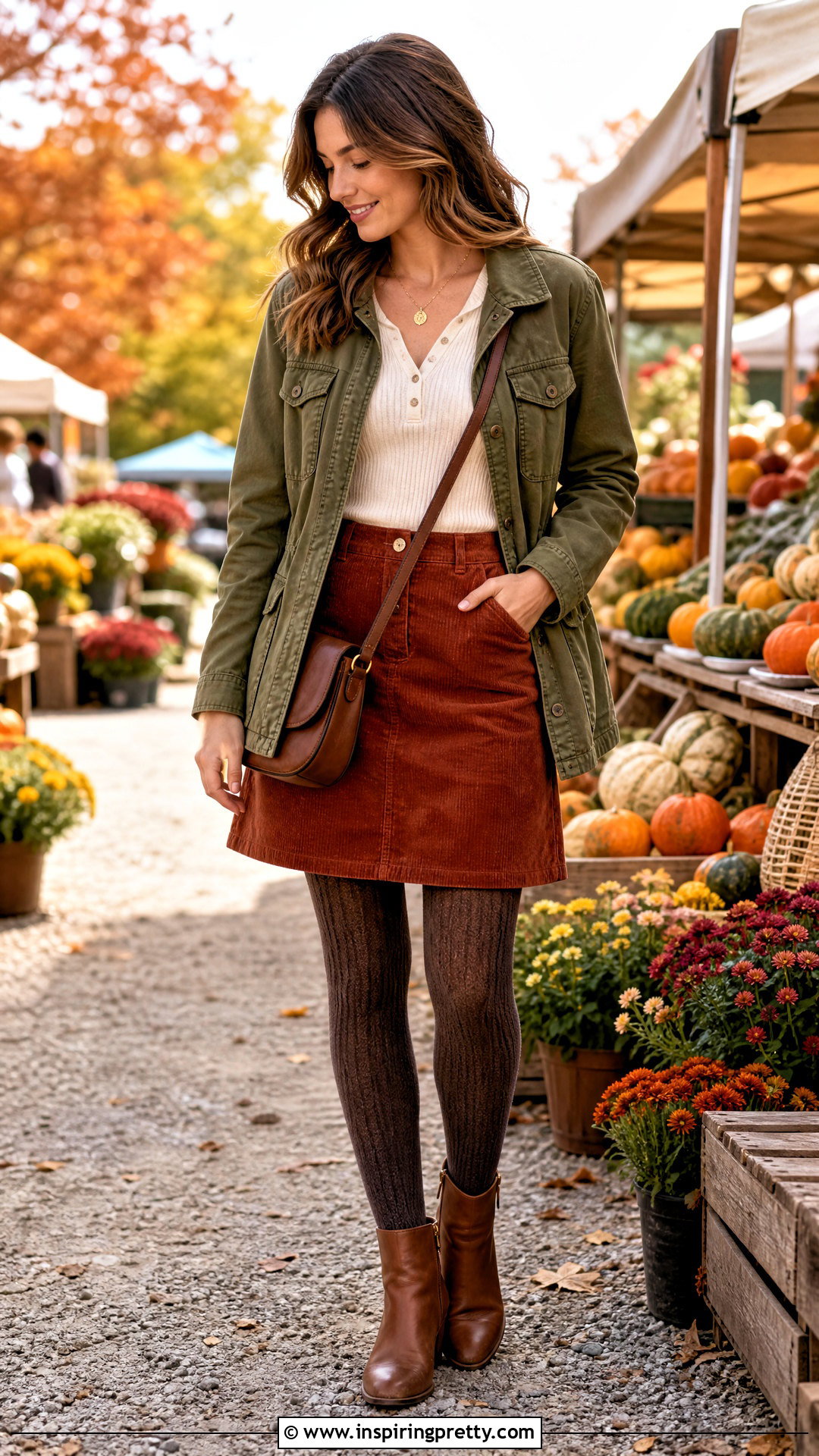 Henley Top And Corduroy Skirt Outfit - 50 top and skirt outfits