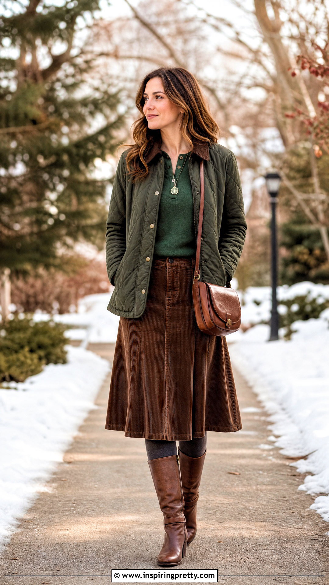 Henley Top And Corduroy Skirt Outfit - 50 winter tops outfit ideas
