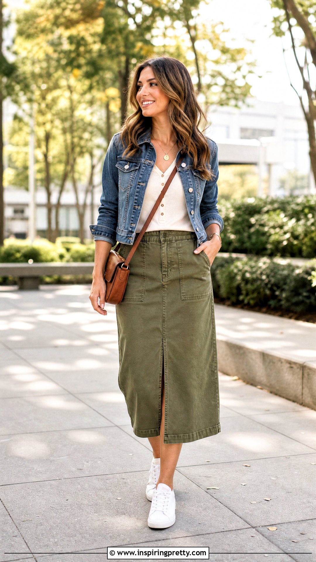 Henley Top And Utility Skirt Outfit - 20 casual tops outfit ideas