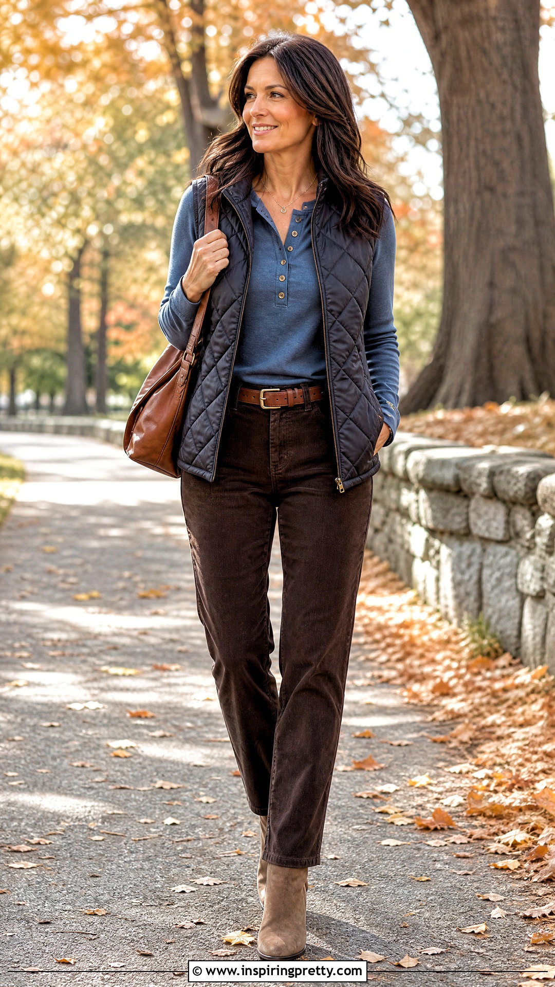 Henley Top With Corduroy Pants - 50 new tops outfit ideas